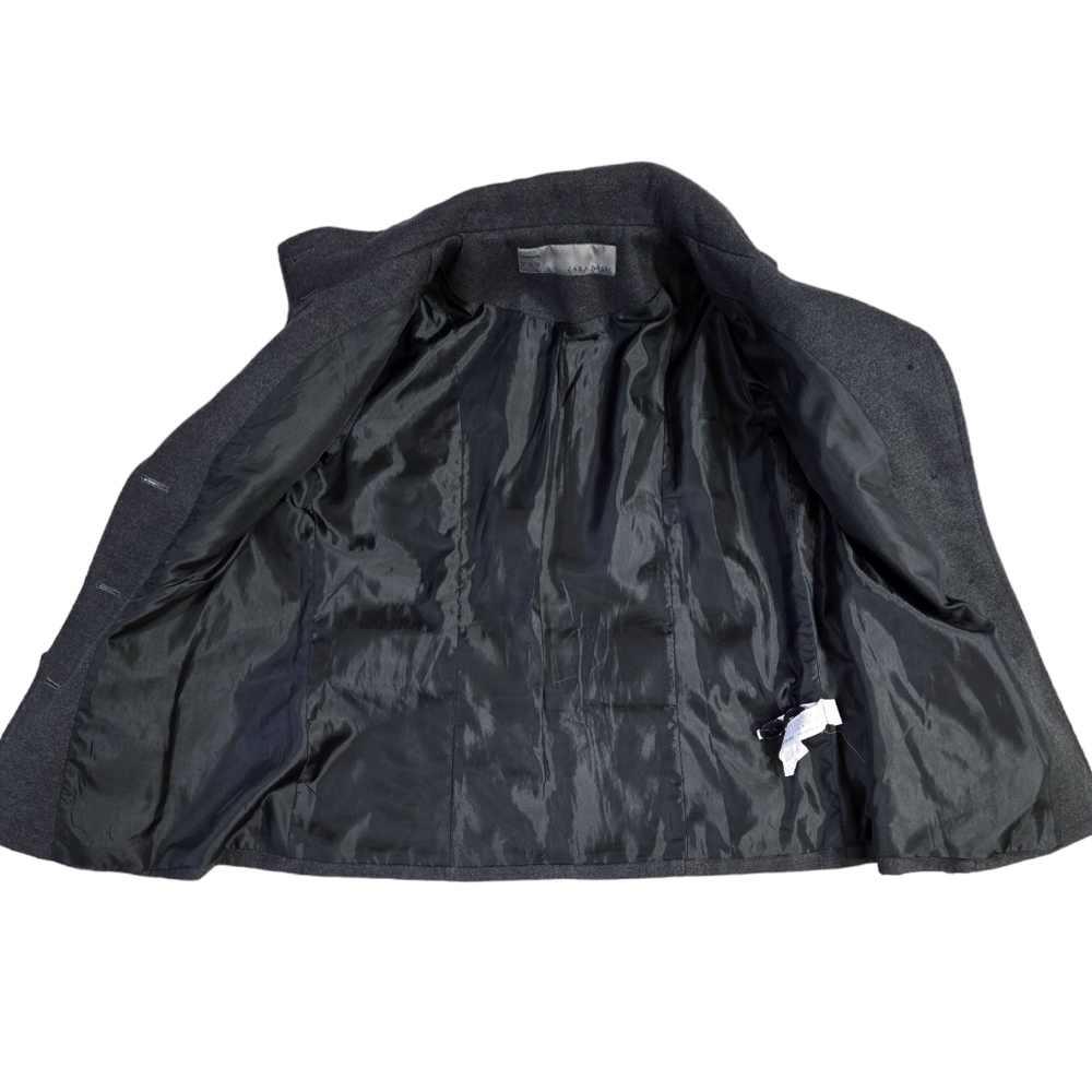 Zara Basic Gray Single Breasted Belted Peacoat Po… - image 9